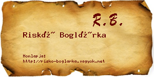 Riskó Boglárka névjegykártya
